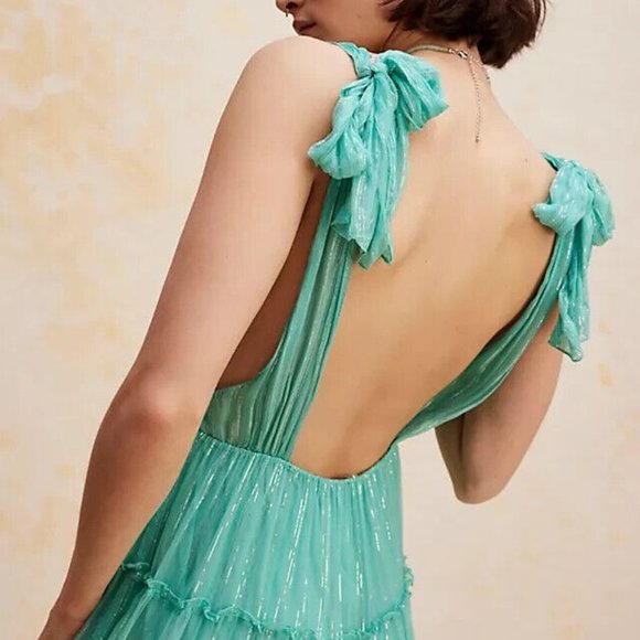 Free People FP One Milani Maxi Dress Tiered V Neck Gown NWD S - Picture 4 of 10